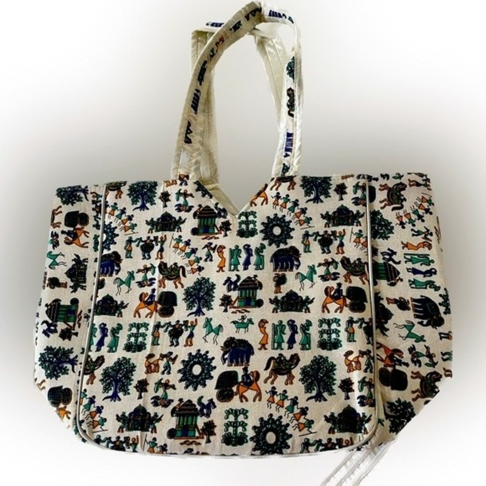 NEW Handmade Tote Bag in famous Warli Block Print